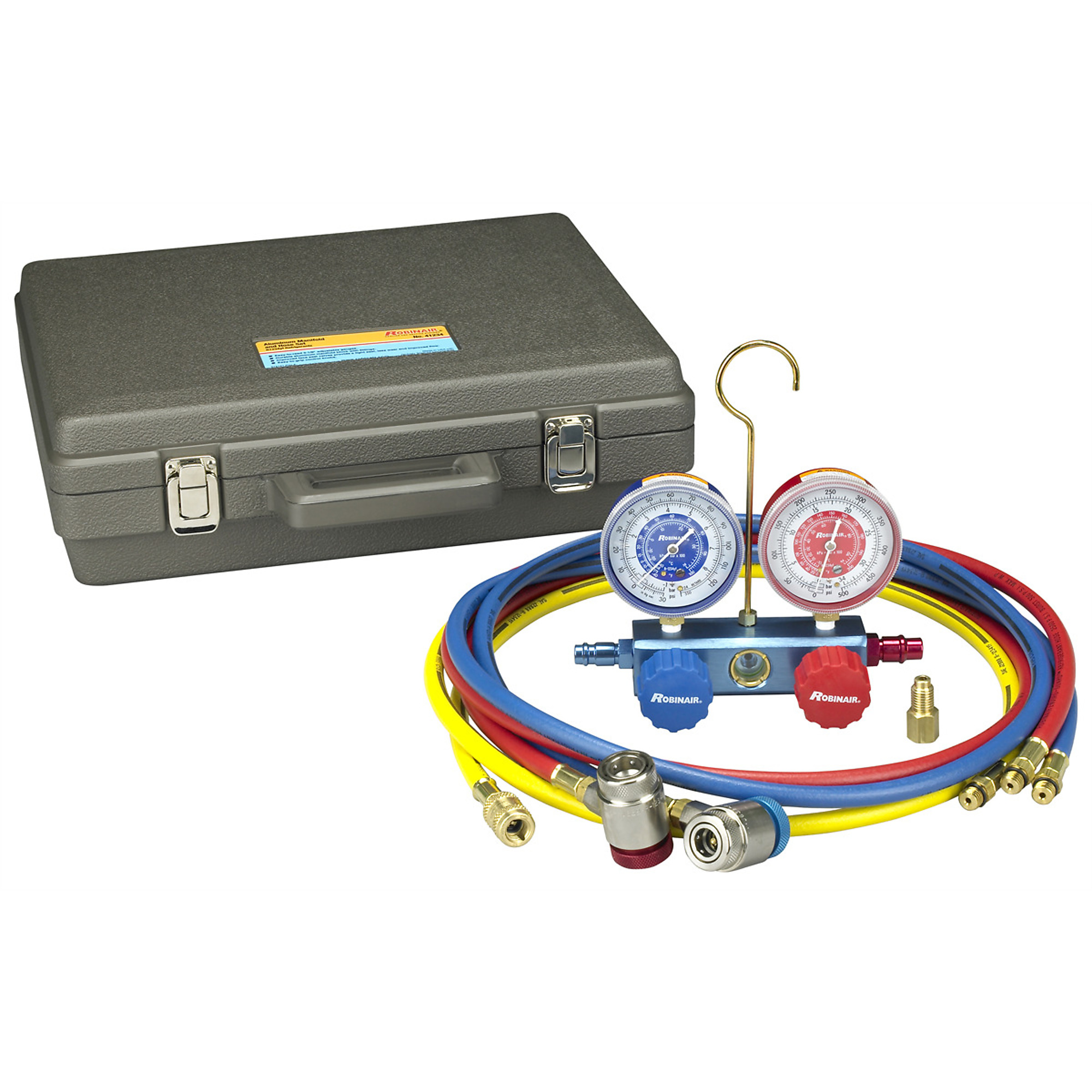 Robinair R-1234yf Manifold and Hose Set — 6ft. Goodyear Hoses, Oversized Gauges, Model# ROB41234